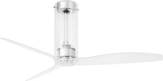 Faro Barcelona 33374 tube fan ventilador de techo ø128 cms cristal 3 palas transparente sin luz cromo brillo con mando a distancia 32w 32 128