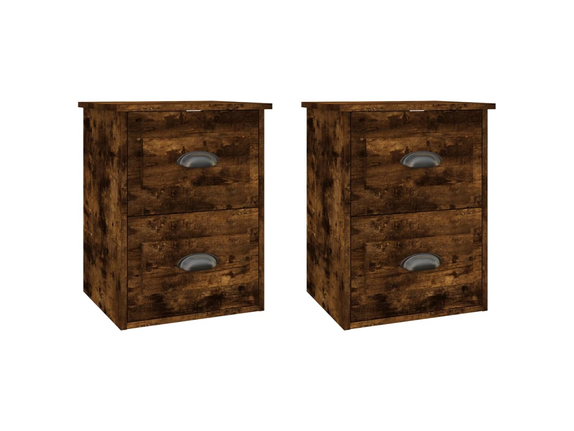 Juego de mesitas de noche de pared de roble ahumado MAISON EXCLUSIVE 41,5x36x53 cm