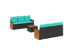 Maison Exclusive - Conjunto De Sofá De Jardín De 7 Piezas Con Cojines, De Poliratán Negro