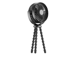 Ventilador portátil con clip de pulpo Yuysan para cochecito de bebé, multifuncional, silencioso, de 2000 mAh, color negro