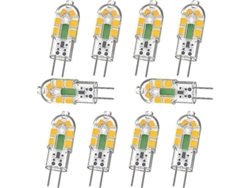 Bombilla Led G4 De 2w Y 240lm, Equivalente A Una Halógena De 20w, 3000k, 12v Ca/cc, 10 Unidades, No Regulable, Sin Parpadeo.