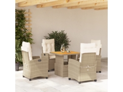 Juego de comedor de jardín de 5 piezas con cojines de mimbre beige de DKD Home Decor