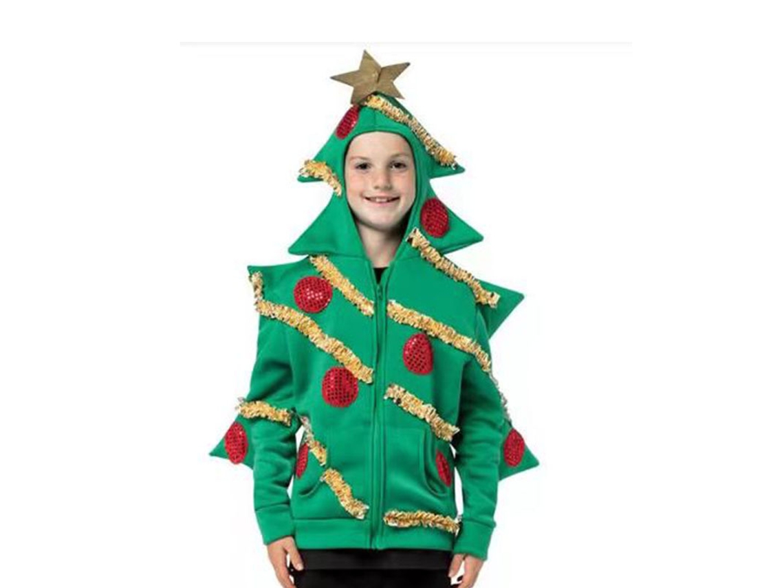 Sudadera Con Capucha Y Cárdigan Para Niños Con Diseño De Árbol De Navidad (100 Cm*)