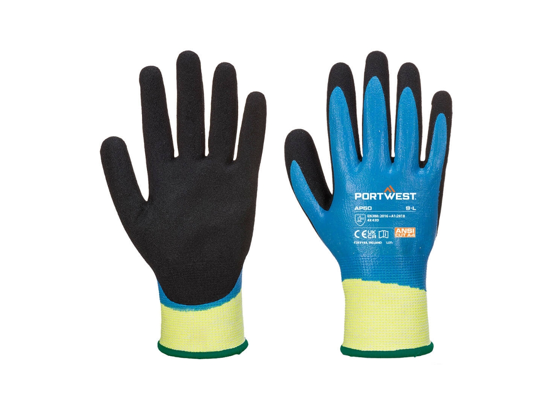 Guante Aqua Cut Pro con protección y agarre superiores / Azul Negro / S Portwest