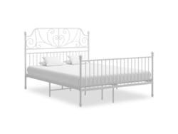 Estructura Cama Con Cabecero Sin Colchón Metal Blanco 140x200cm