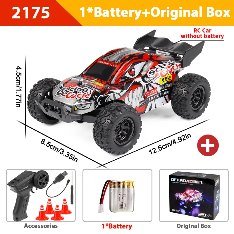 Coche De Carreras Todoterreno De Alta Velocidad Con Control Remoto (rojo), Juguete Eléctrico Para Niños.