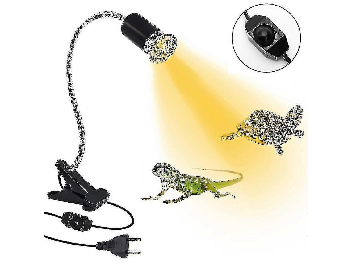 Omni-lámpara De Calor Para Reptiles Tortuga Con Clamp Rotatorio 360°, Base Cerámica Ajustable Para Terrarios Y Mascotas Negro