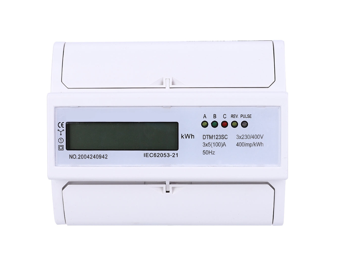 Medidor Digital De Consumo De Energía (230/400 V, 5-100 A), Trifásico, Kwh, Con Pantalla Lcd.