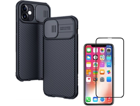 Carcasa y Protector iPhone 12 Mini Nillkin Camshield Negro