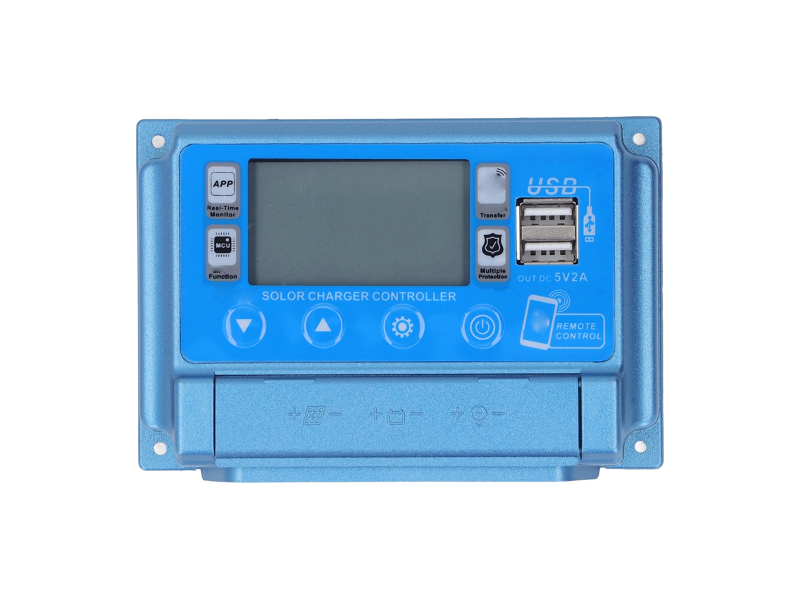 Controlador de carga solar MPPT autoadaptable de 12 V, 24 V, 36 V, 48 V y 60 V con regulador de panel fotovoltaico dual USB y Bluetooth, 50 A