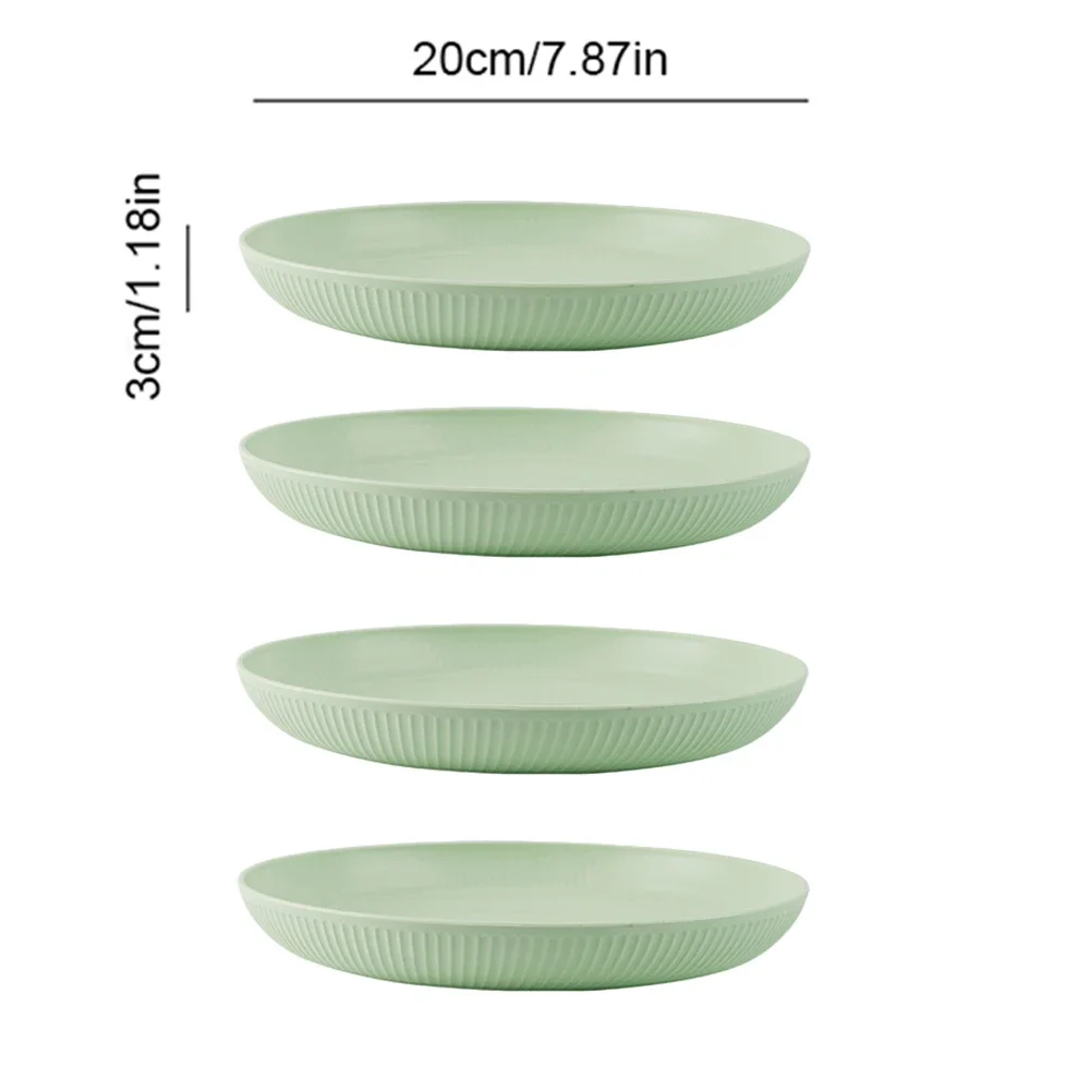 (Verde, 4 piezas) Platos ligeros e irrompibles de paja de trigo, aptos para lavavajillas y microondas.