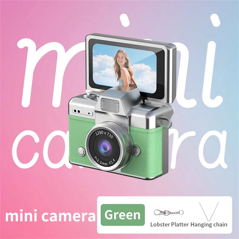 Mini Cámara Digital De Mano (verde-8g) Con Pantalla Para Selfies Giratoria De 180°, Flash Y Múltiples Filtros