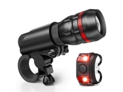 Juego De Luces Para Bicicleta Con Faro Delantero Y Luz Trasera Con Zoom, Funciona Con Pilas Y Cuenta Con Modos De Brillo Ajustables.