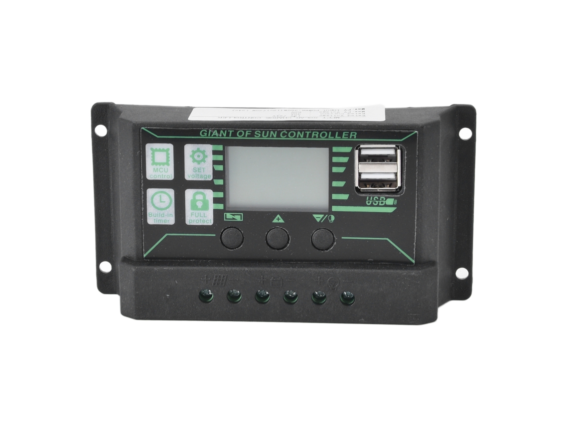 Controlador Solar Mppt Pwm De 30 A Con Doble Puerto Usb Y Pantalla Lcd Ajustable Para Regulador De Paneles Fotovoltaicos.