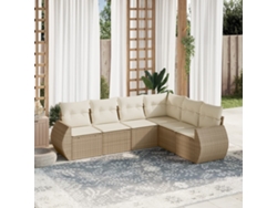 Conjunto de 6 sofás de jardín con cojines de mimbre beige Dkd Home Decor