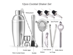 Juego De Bar De 12 Piezas: Coctelera De Acero Inoxidable De 750 Ml Con Soporte.