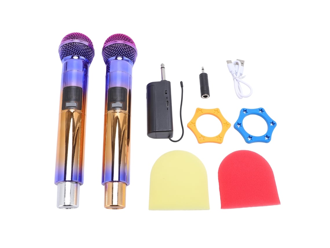 Sistema De 2 Microfones Sem Fio Com Receptor De Dois Canais 2.4g Mão Pronta Miniatura