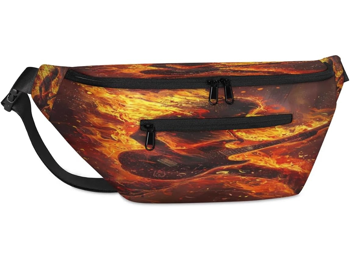 Bolso bandolera unisex Tropicallife Fiery Music Guitarist para uso doméstico y femenino, 38 x 25,9 x 19 cm, impermeable.