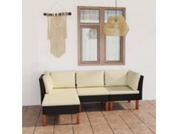 Conjunto de jardín de 4 piezas con cojines en mimbre sintético negro de DKD Home Decor