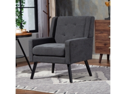 Sillón tapizado mediano - Estilo de mediados de siglo, espuma de alta densidad, patas de madera - Gris oscuro