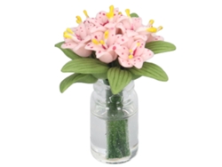 Miniatura De Lirio Rosa Para Decoración De Casas De Muñecas, Escala 1:12.