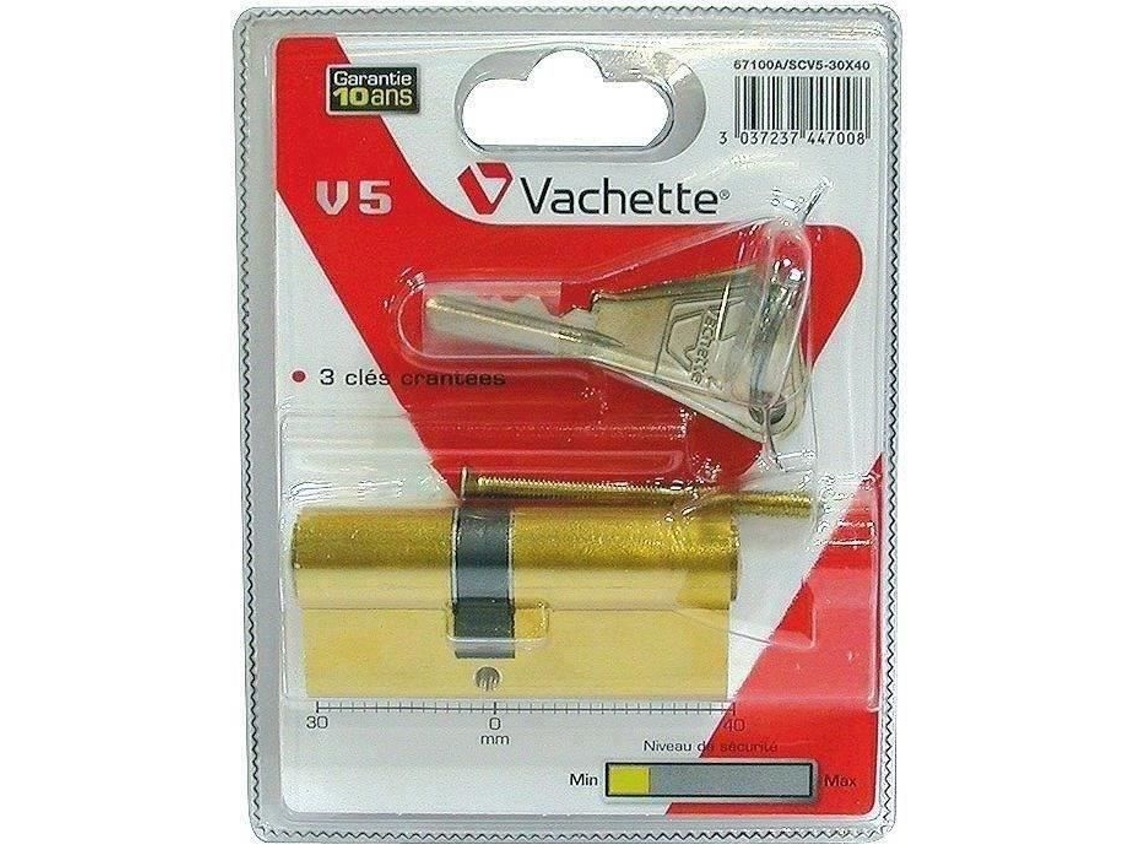 Cilindro De Cerradura Vachette Europeo 30x40 Mm 5 Pinos 3 Llaves Incluidas