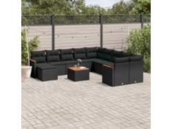 Conjunto de sofá de jardín de 12 piezas con cojines en mimbre sintético negro de DKD Home Decor