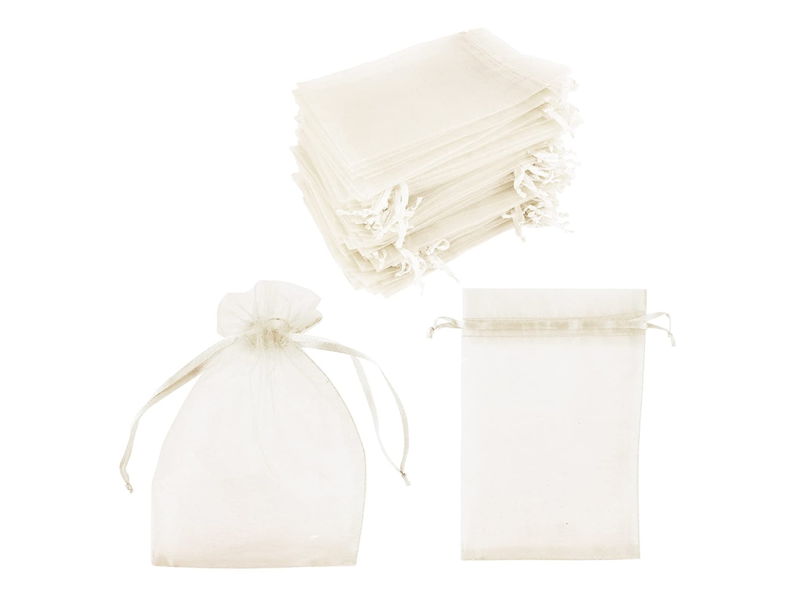 Bolsas de organza, paquete de 100. Crema 10x15 cm