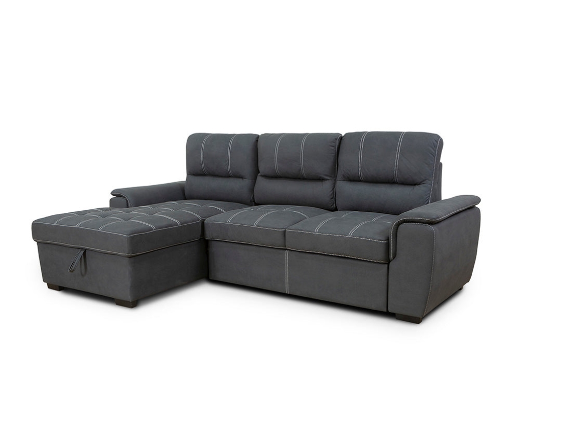 Sofa Cama Chaise Longue New Farrar 256cm Negro, Chaise Izquierdo SALDOSYSTOCKS