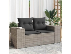 Sofá de jardín de 2 plazas con cojines, mimbre gris, Dkd Home Decor