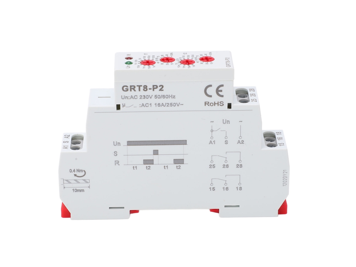 Relé De Tiempo De Impulso Electrónico Industrial De 230 V Con Indicador Y Montaje En Carril Din.