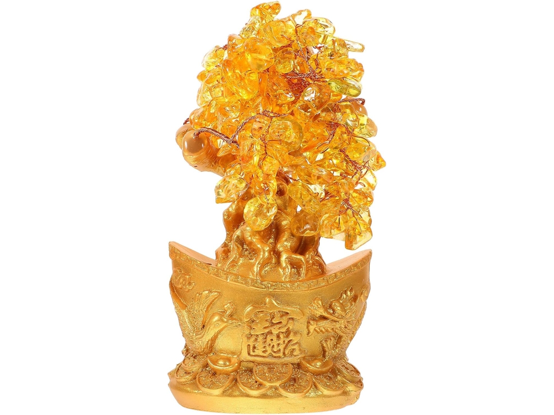 Adorno de árbol de cristal plateado, exquisita decoración de bonsái para la oficina, atrae la prosperidad, Prop GOKOCO