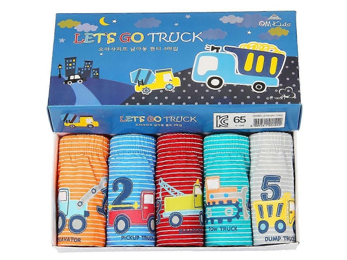 2026-ropa Interior Niño 2-13 Años 5 Pack Calzoncillos Estampados De Mezcla De Algodón