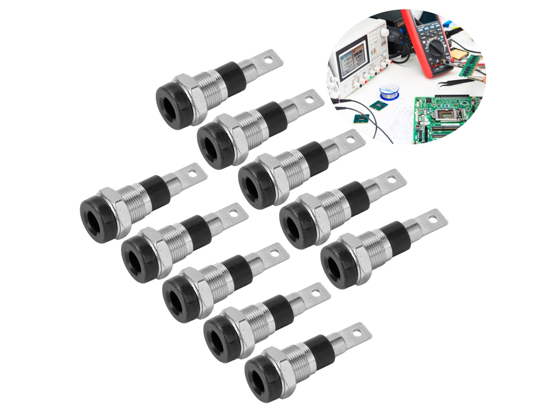 10 Piezas Conector De Enchufe Plátano 4mm Conductividad Eléctrica Buena Transmisión Estable Para Equipos Industriales Negro