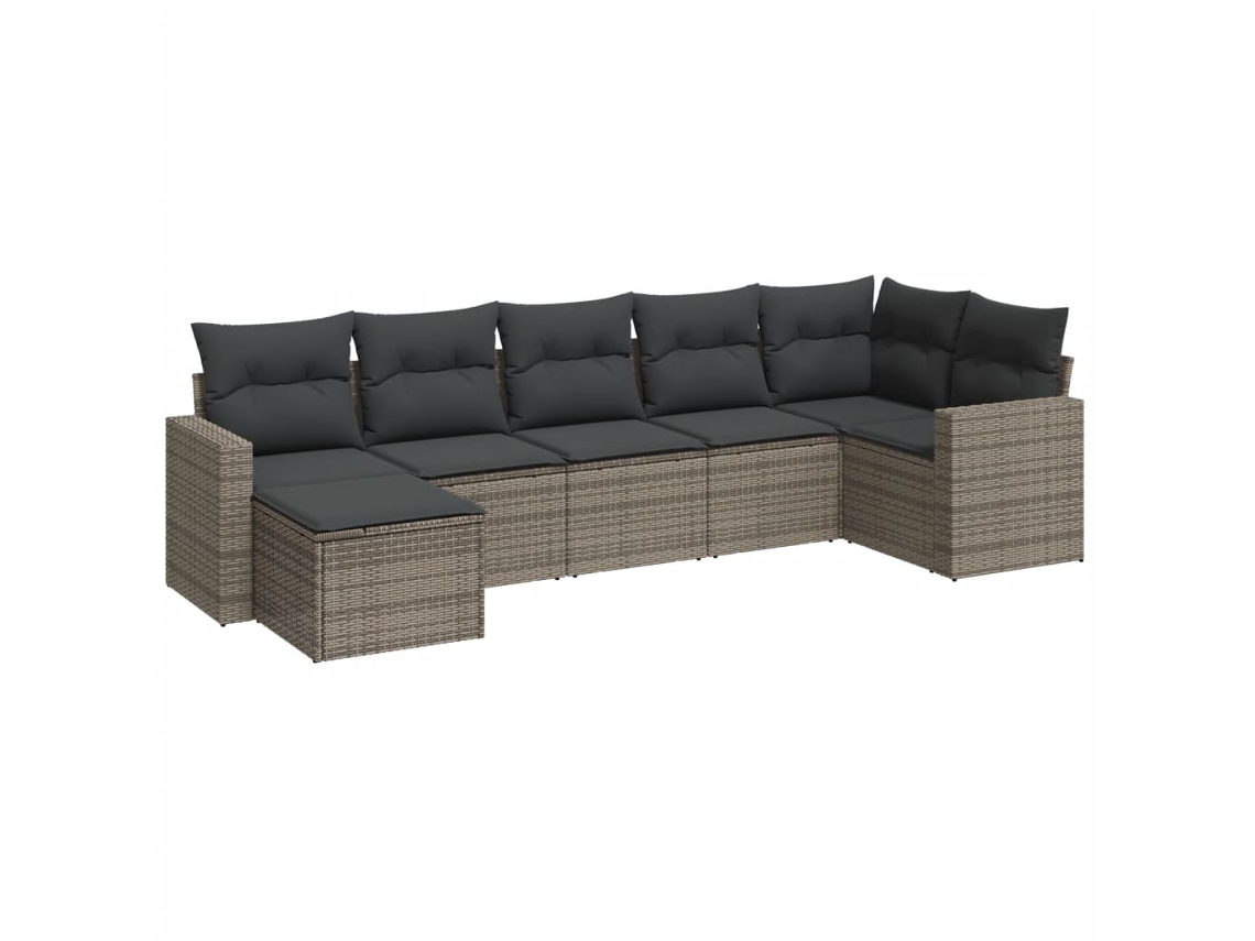 Maison Exclusive - Set De Sofás De Jardín 7 Piezas Con Cojines Ratán Pe Gris