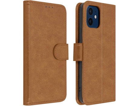 Funda iPhone 12, 12 Pro AVIZAR Libro Billetera Marrón