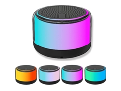 Altavoz Bluetooth portátil con luz LED, compatible con emparejamiento dual, reproducción de tarjeta TWS/TF, sonido estéreo.