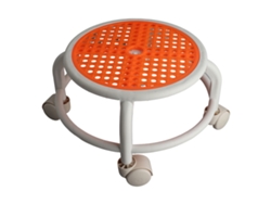 Taburete Bajo Con Ruedas, Universal, Móvil, Mini, Redondo, Cómodo Para El Hogar, Naranja.