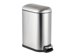 Cubo De Basura Relaxdays, 10 Litros, Con Cierre Suave, Cubo Interior Extraíble, Con Tapa, Plateado