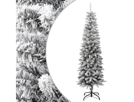 vidaXL Árbol de Navidad artificial estrecho con nieve PVC y PE 180 cm