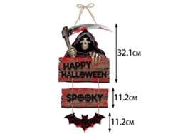 Letrero colgante de calabaza de Halloween 2024 con bruja y murciélago, pancarta decorativa para puerta de entrada para el hogar, estilo D Viewleaf