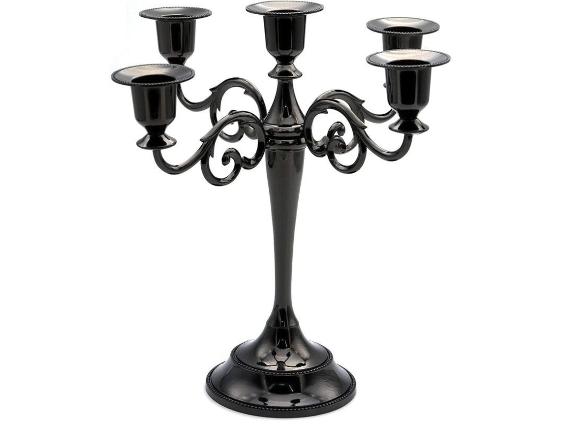 2026-candelabro De Metal Para 5 Velas Alto 27cm Para Bodas Eventos Decoración Hogar Negro