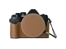 Estuche de cuero semienvuelto con tapa de lente para cámara Olympus OM DE M10 Mark IV