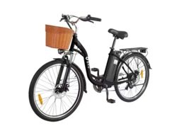 Bicicleta eléctrica urbana Dyu C6 para adultos de 26 pulgadas con cesta, motor de 350 W, batería de 36 V y 12,5 Ah.
