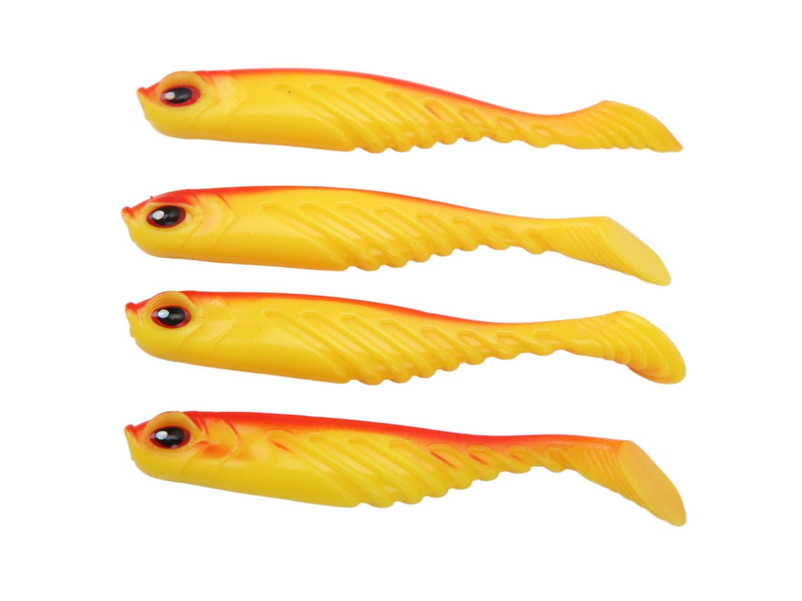 4pcs Señuelo Suave Cola T Ar48 75mm/3.2g Bicolor Artificial Para Pesca Wobbler Red Back