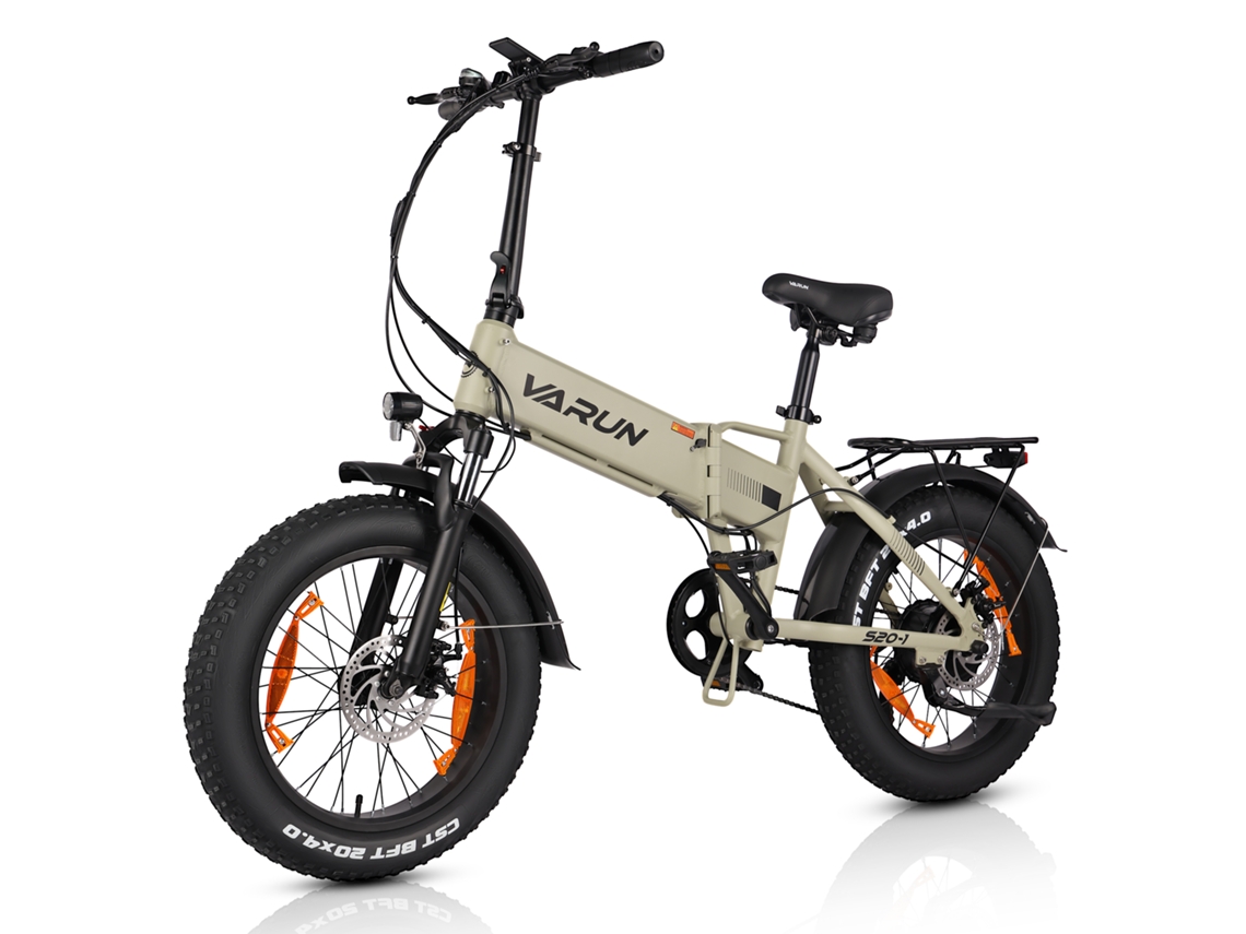 Bicicleta eléctrica plegable Varun S20 1 con neumáticos anchos de 20 pulgadas y batería de 48v 13ah.