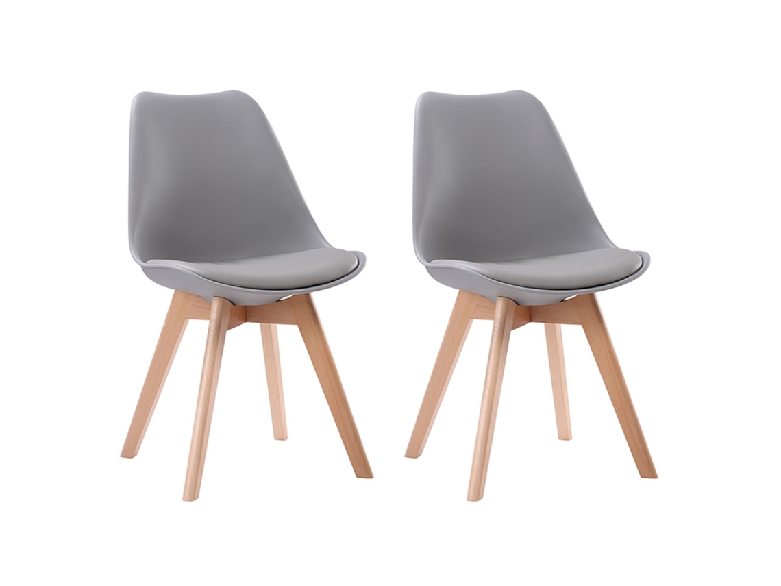 Conjunto de 2 Cadeiras escandinavas NORA cor Cinzento com Almofada