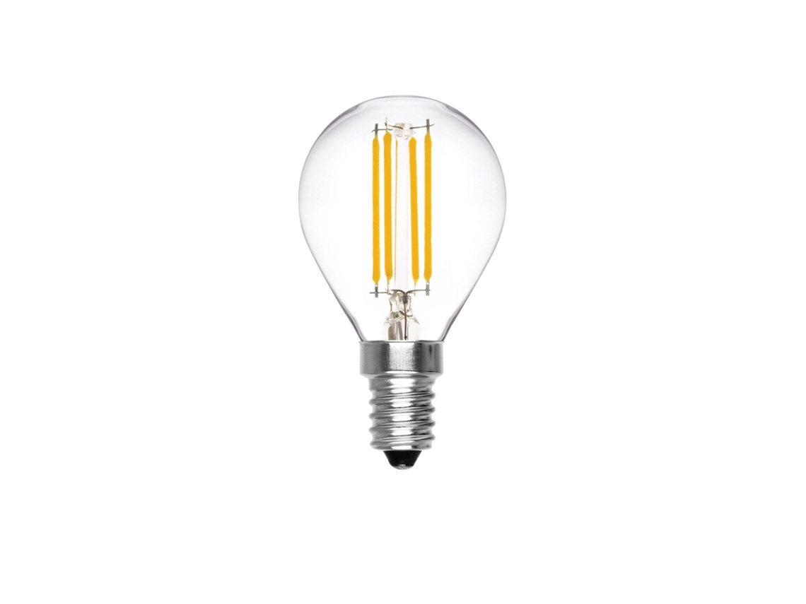 Mini bombilla LED esférica regulable de 6 W y 2700 K, E14