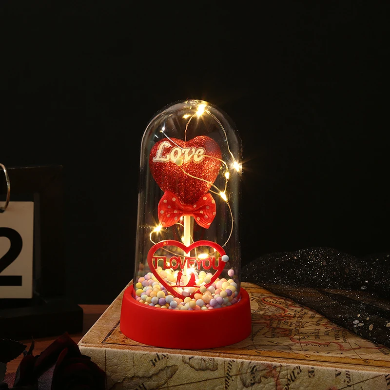 Regalo De Flores Preservadas Eternas Con Luz Led, Flor De Cristal Luminosa