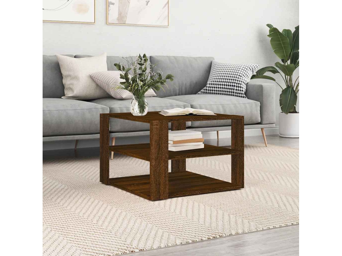 Mesa de centro HARLANV1 de 58x58x40 cm en roble marrón.